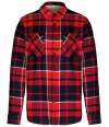 KB579 K579 Kariban Sherpa Lined Checked Shirt Jacket Red / Navy colour image